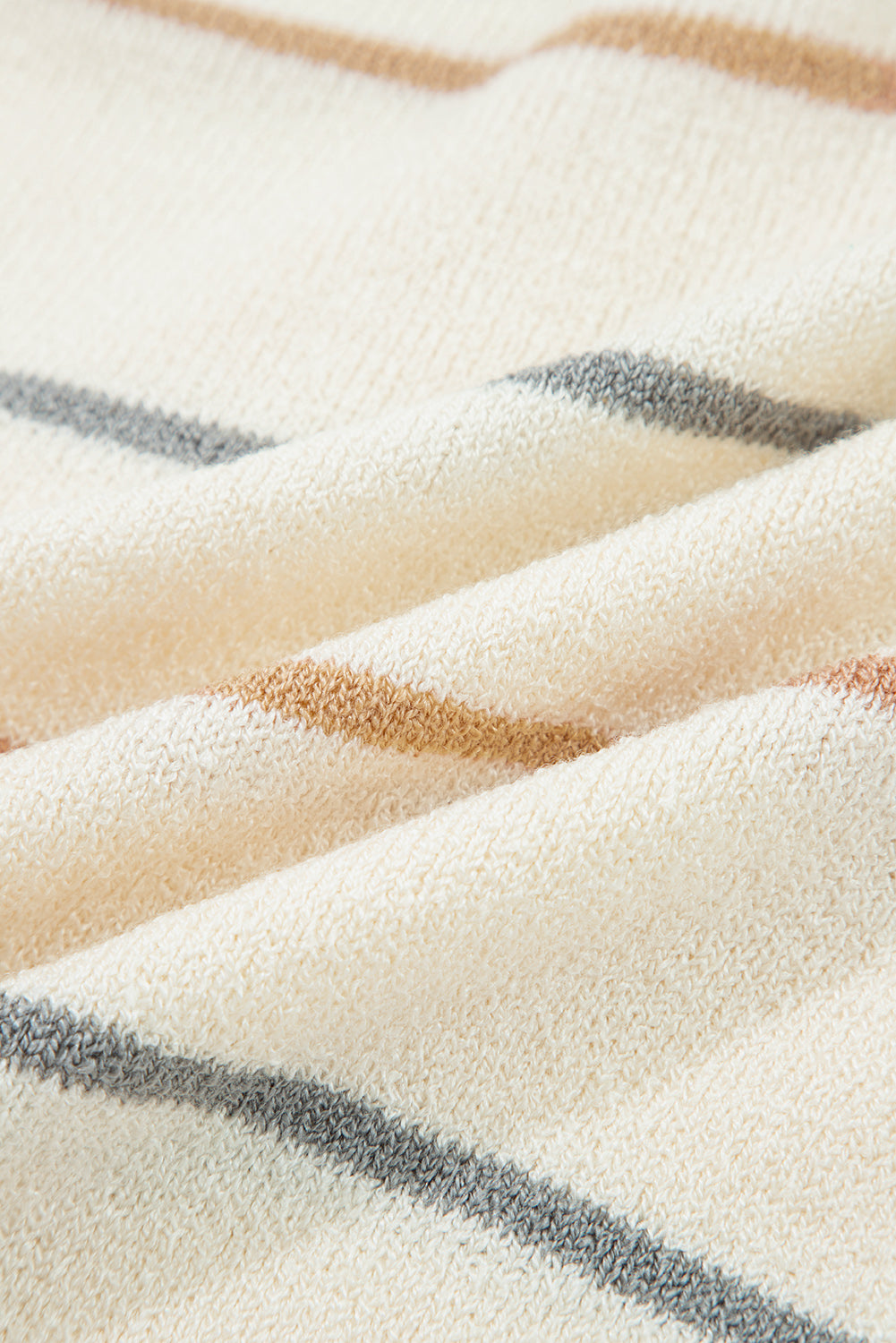 Multicolour Striped Buttoned Front V Neck Drop Shoulder Cardigan Sweater