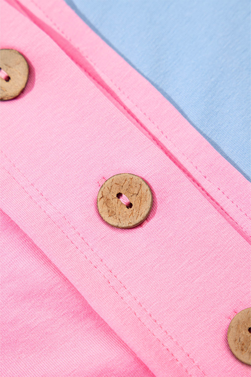 Cotton candy Two Tone Half Buttons Collared T Shirt