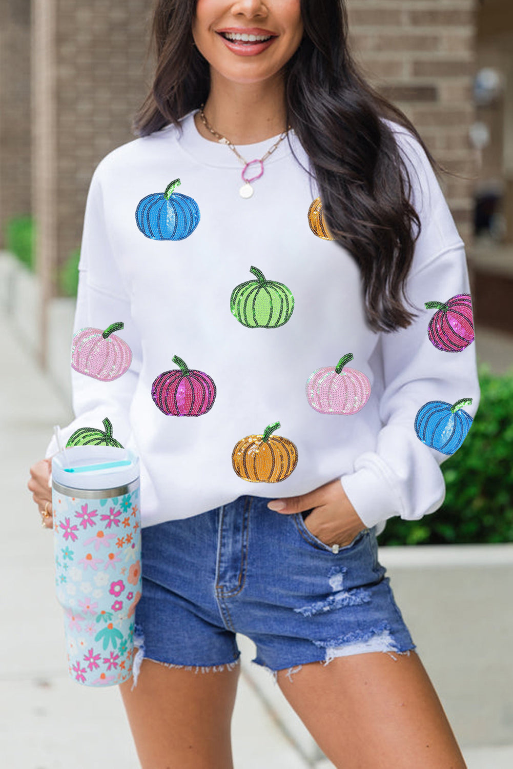 Pretty Pumpkins Sequin Patch Sweatshirt