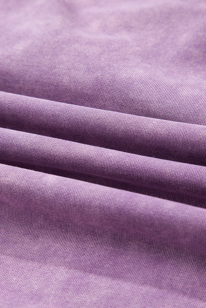 Orchid Bouquet Mineral Wash Big Bow Patchwork Pullover Sweatshirt