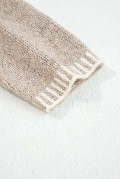 Pale Khaki Tied Front Drop Shoulder Chunky Casual Cardigan