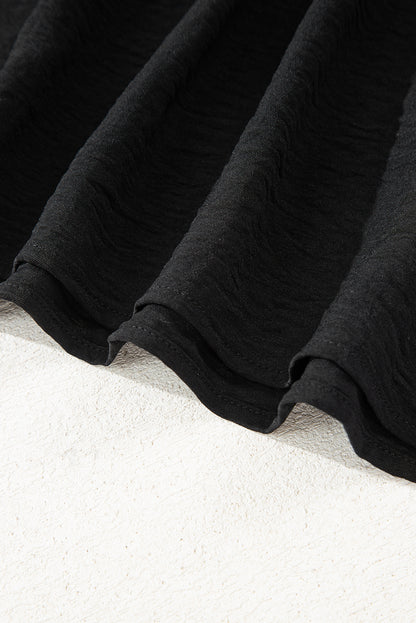 Black Bow Tie Neck 3/4 Sleeve Casual Blouse