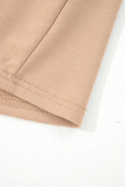 Light French Beige Braided Trim Puff Sleeve Dress