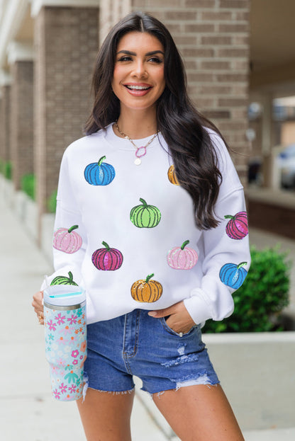 Pretty Pumpkins Sequin Patch Sweatshirt
