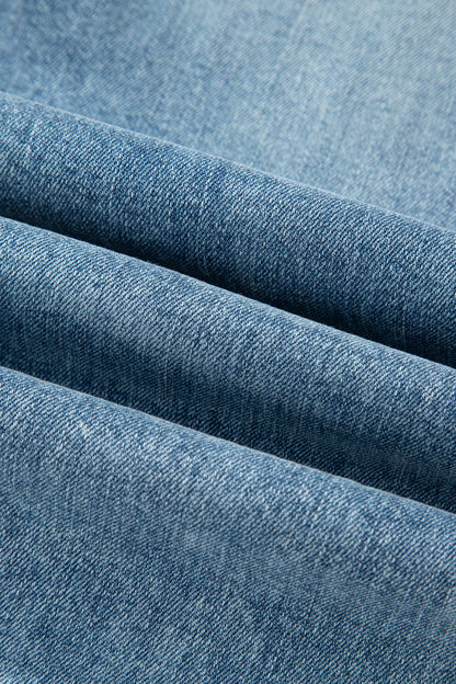 Myosotis Raw Hem Ripped Open Knee Fit Flare Jeans