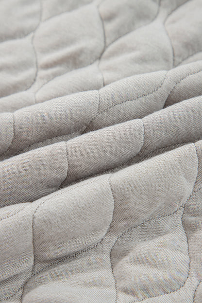 Gray Quilted Quarter Zip Plus Size Hoodie