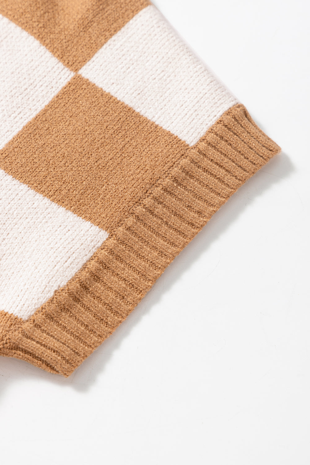 Frenchy Colorblock Plaid Pattern Ribbed Trim Sweater Tank Top