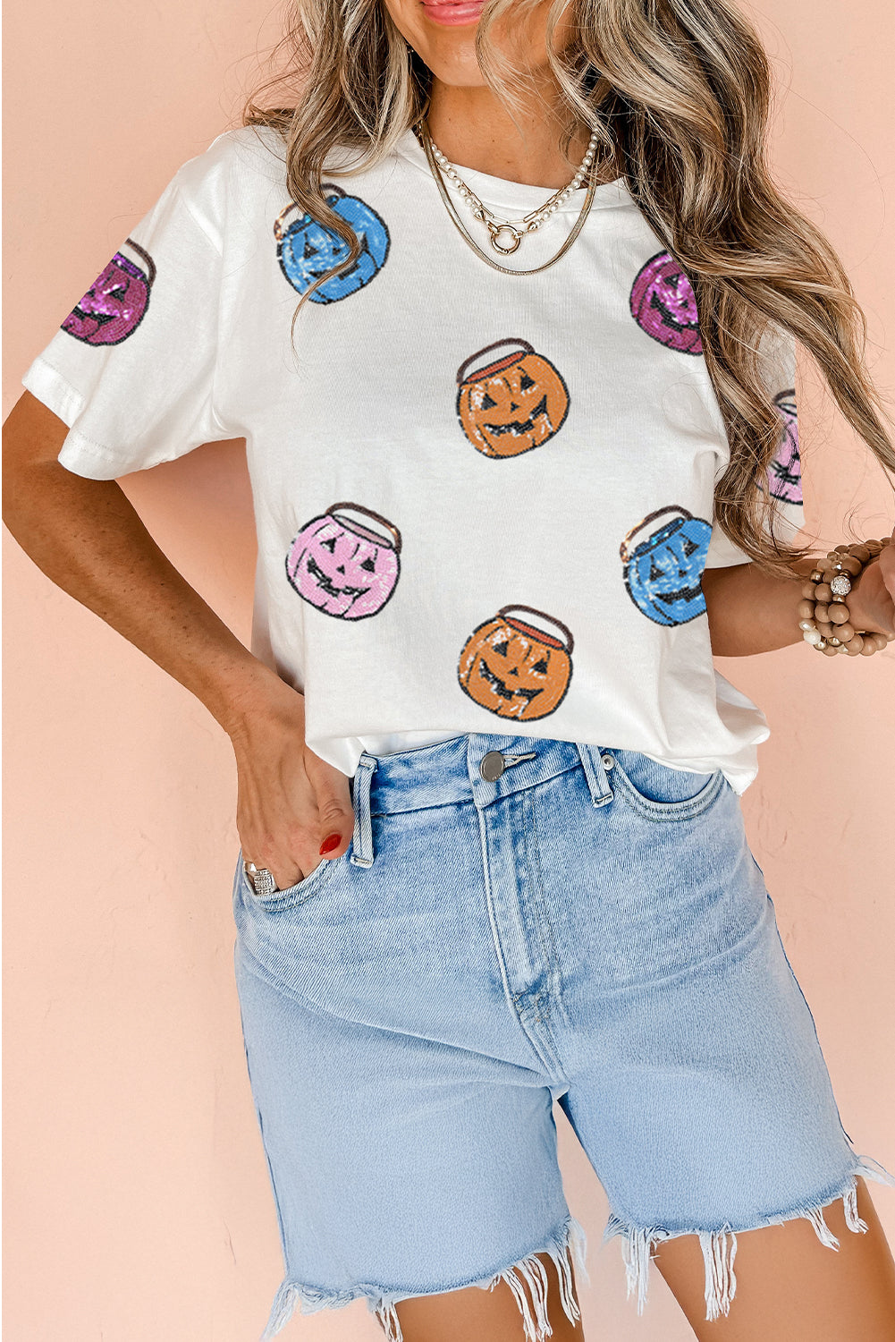 Pretty Pumpkins sequin short sleeve top
