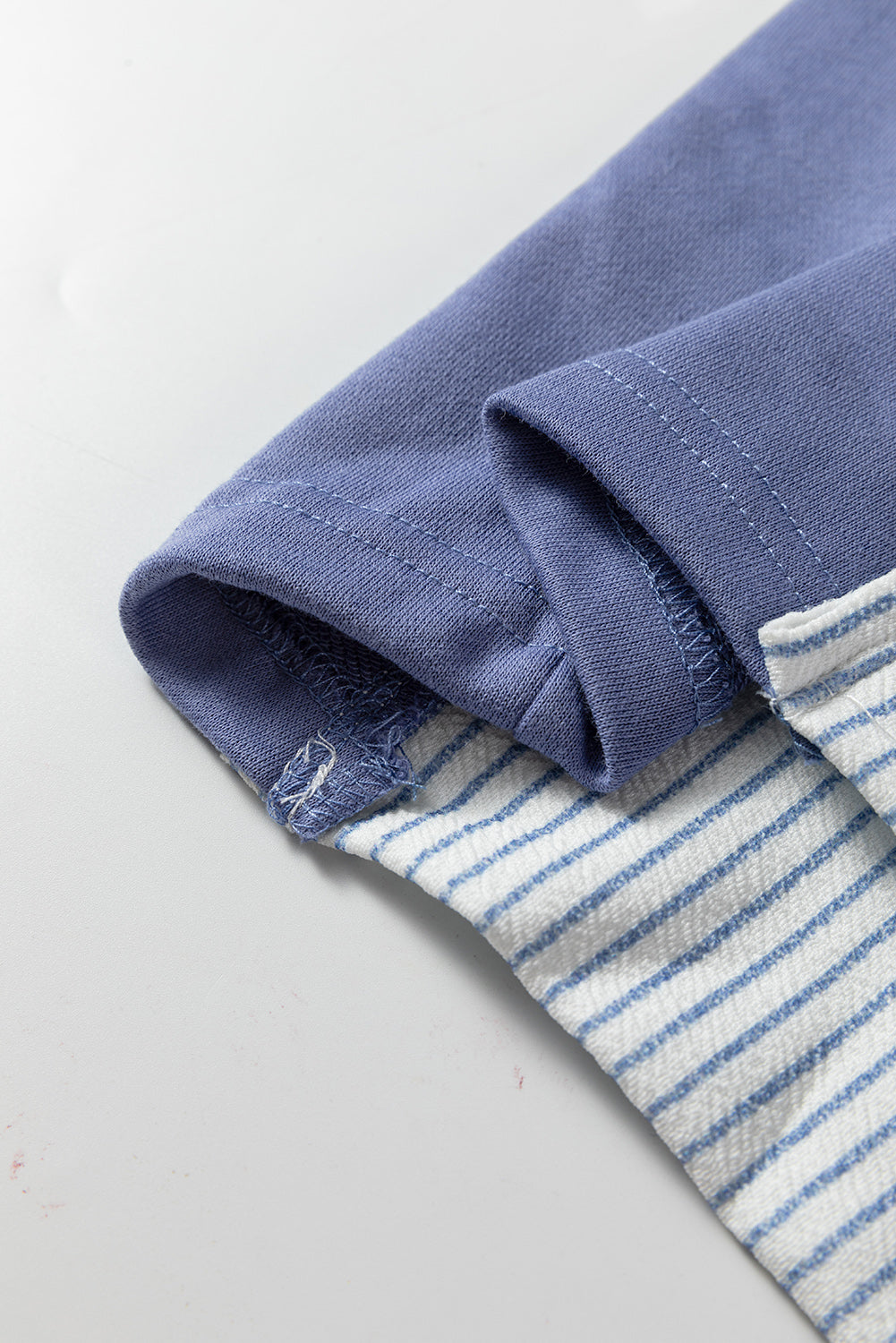 Light Grey Oversized Striped Colorblock Dolman Sleeve Collared Casual Top