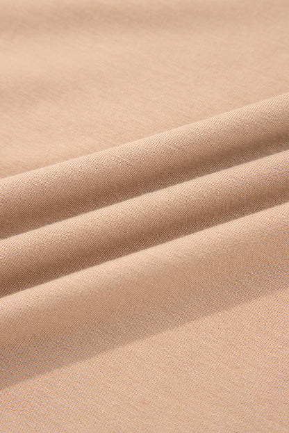 Light French Beige Braided Trim Puff Sleeve Dress