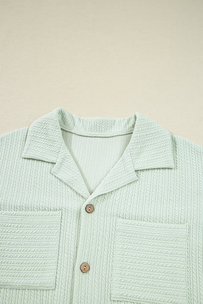Clearly Aqua Textured Patched Chest Pocket Shirt and Pants Set