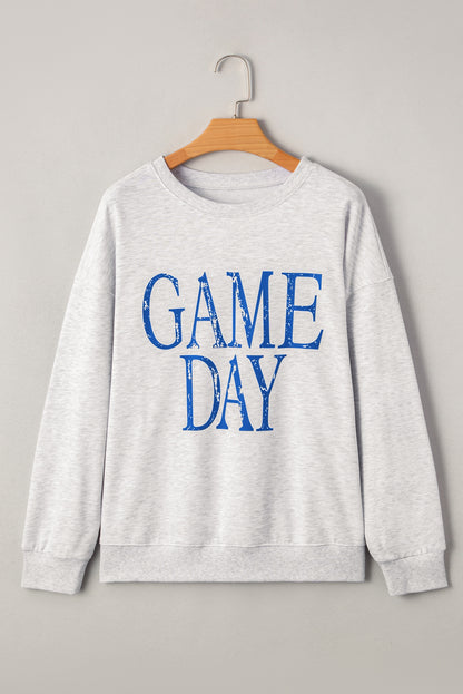 Blue Vintage Washed GAME DAY Graphic Baggy Sweatshirt