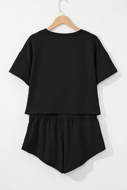 Black Baseball Print Skort Set