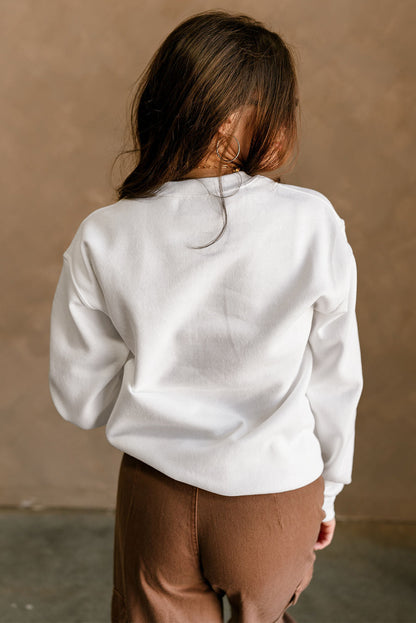 White FOOTBALL 3D Letter Graphic Crew Neck Sweatshirt