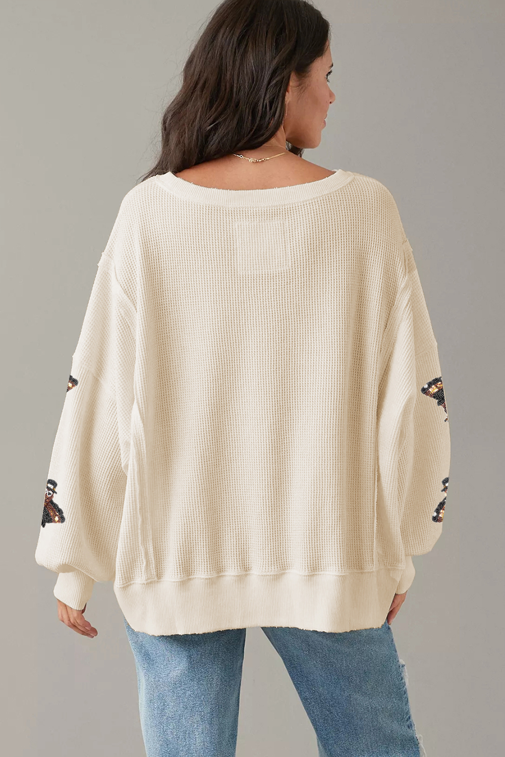 White Turkey Waffle Oversized Knit Top
