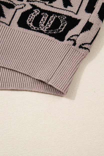 Black Bows & Horseshoes Pattern Western Fashion Print Sweater