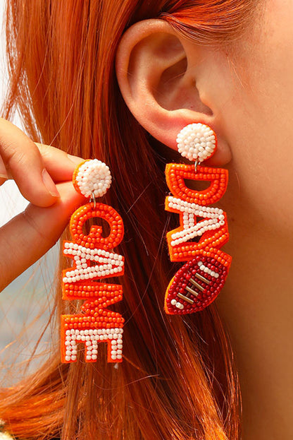 Orange GAME DAY Bead Dangle Earrings
