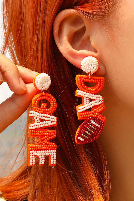 Orange GAME DAY Bead Dangle Earrings
