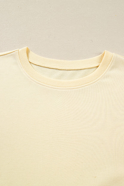 Beige Double Tiered Ruffle Hem Long Sleeve Loose Mini Dress