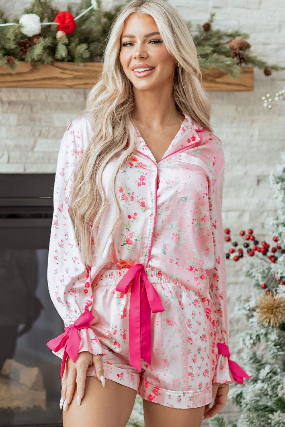 Fancy Love Two Piece Satin Pajama Set