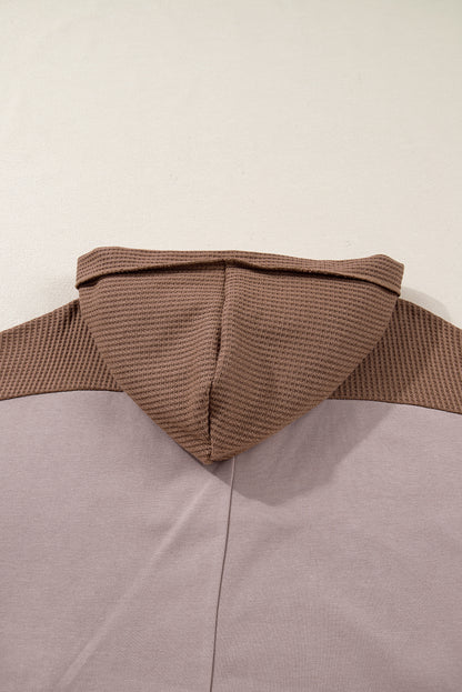 Goat Oversize Waffle Patchwork Exposed Seam Casual Hoodie