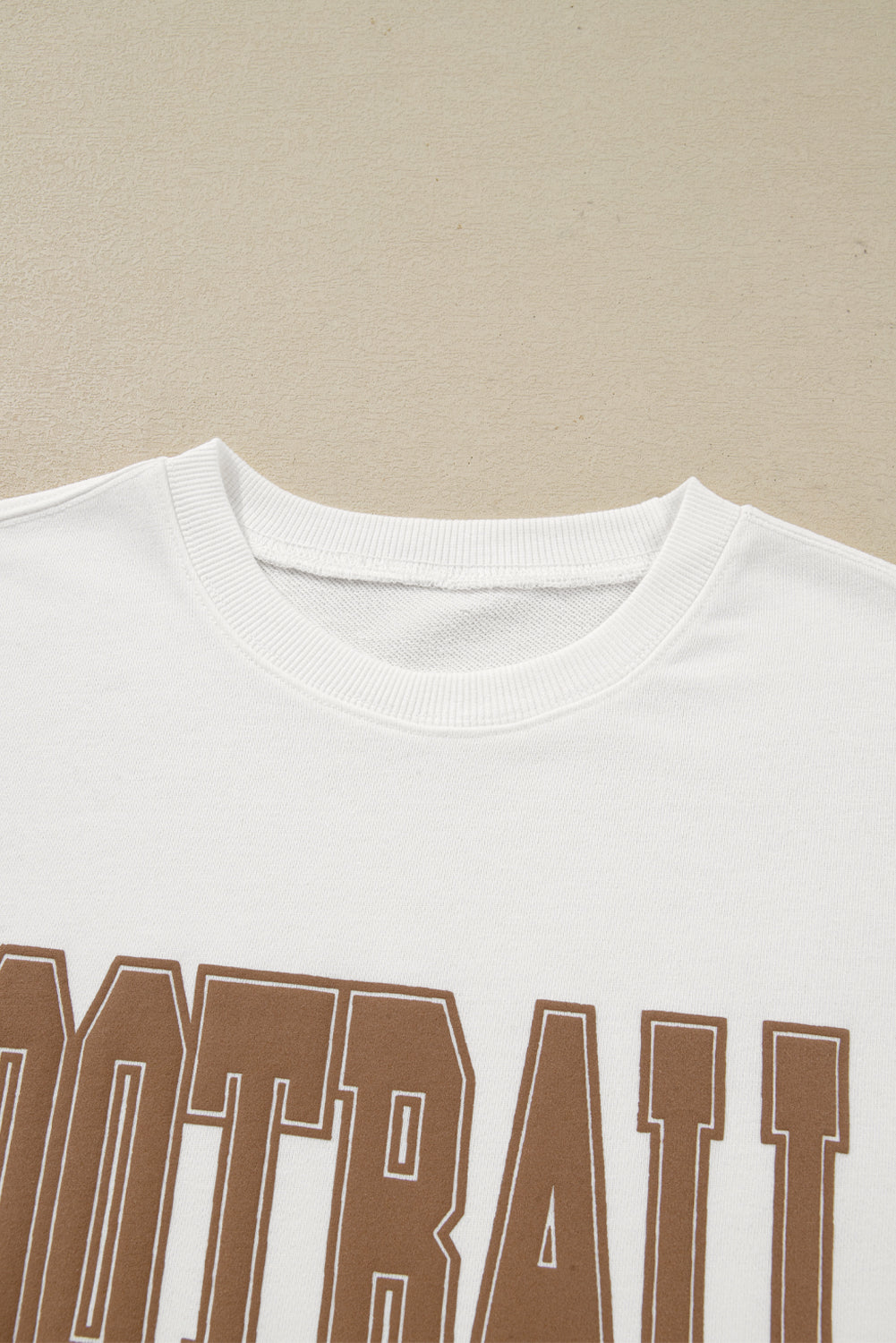 White FOOTBALL 3D Letter Graphic Crew Neck Sweatshirt