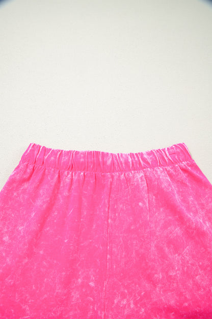Rose Red Mineral Wash Cotton Short Set