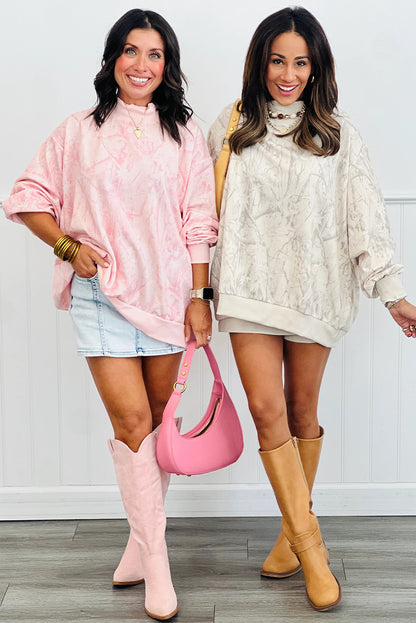 Pink Camo Mock Neck Baggy Sweatshirt