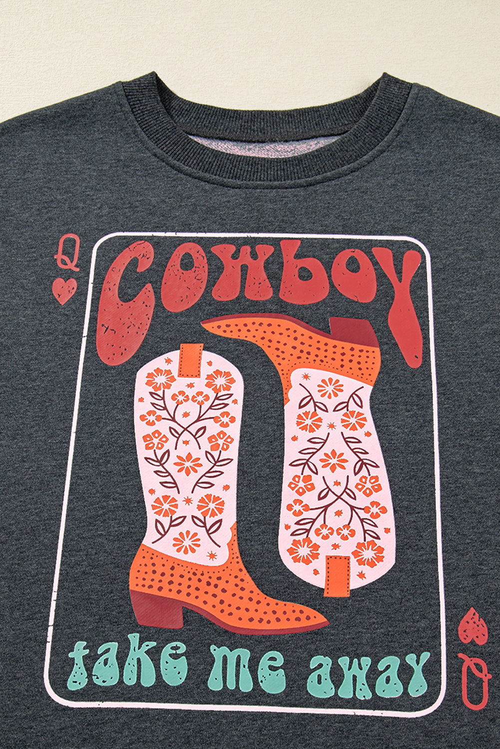 Carbon Grey Cowboy Queen Card Drop Shoulder Graphic Sweatshirt