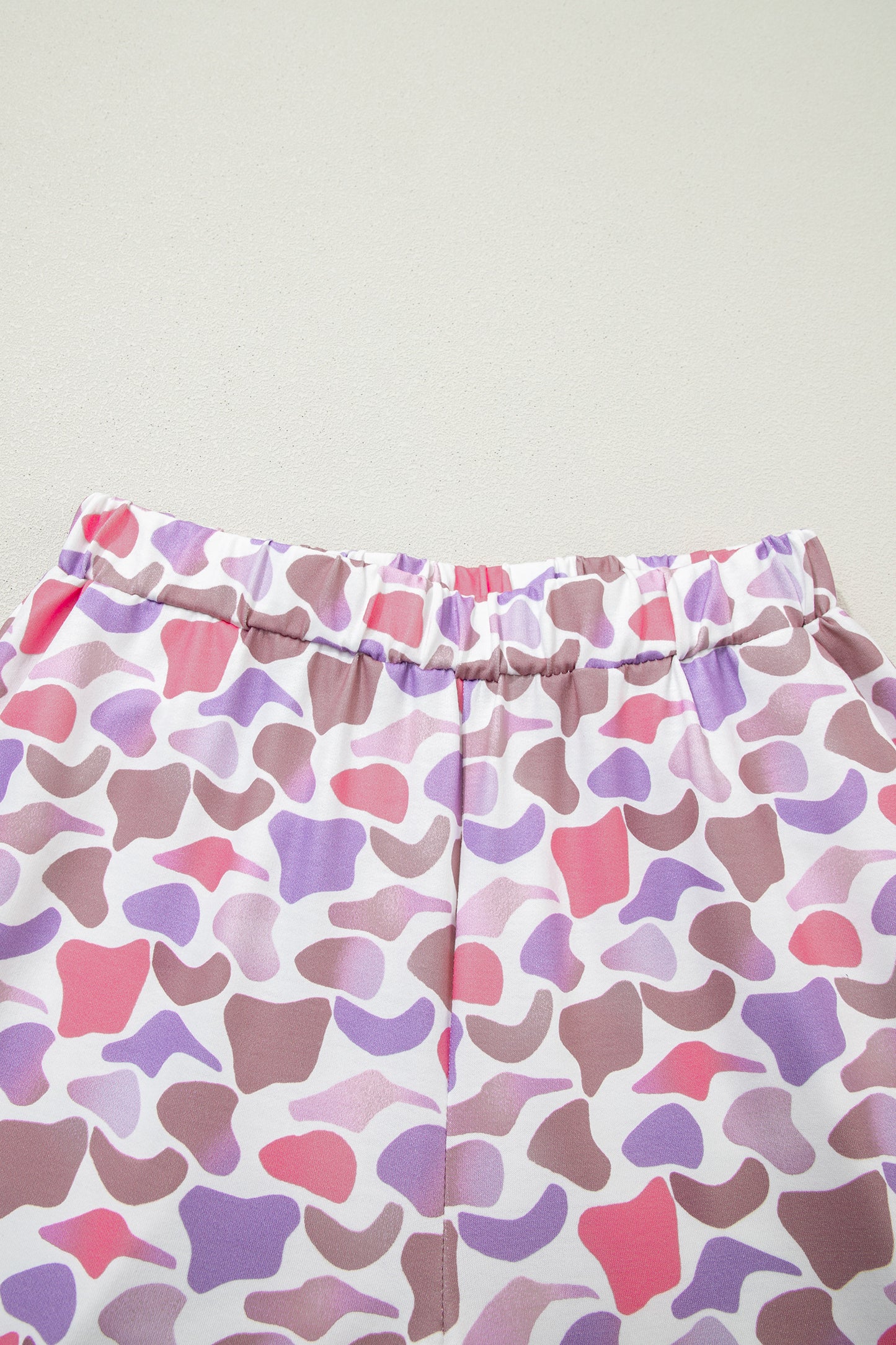 Fun mama  Letter Graphic Tee Camouflage Print Loose Pant Set