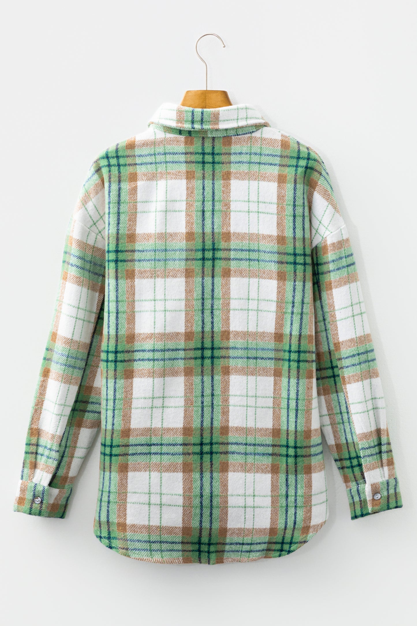 Khaki Christmas Plaid Casual Flannel Shacket