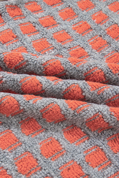 Pink Checkered Oversized Side Slit Sweater