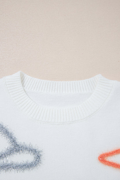 White Tinsel Western Boots Horseshoe Star Knit Crew Neck Sweater