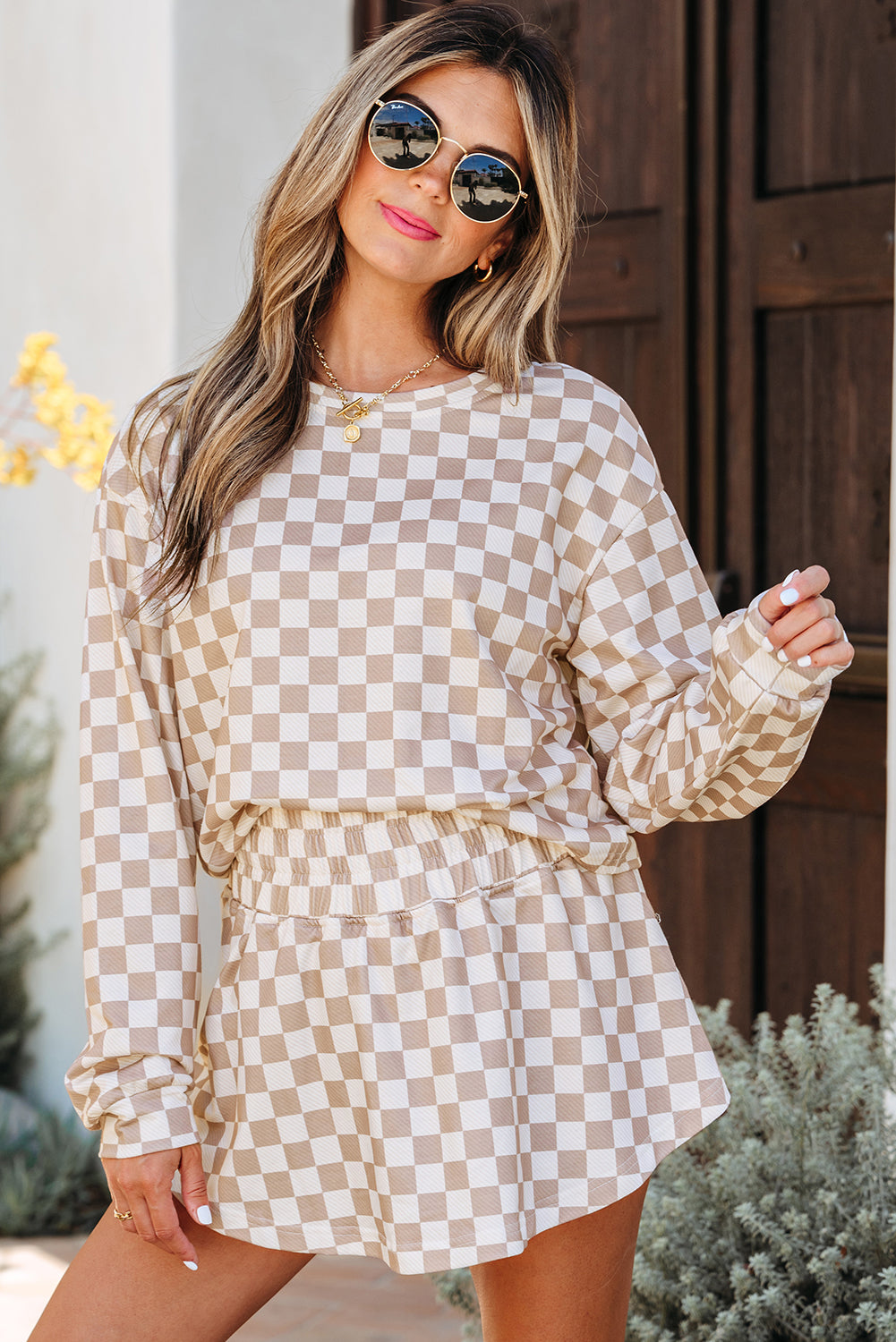 Checkered Flowy Two Piece Set