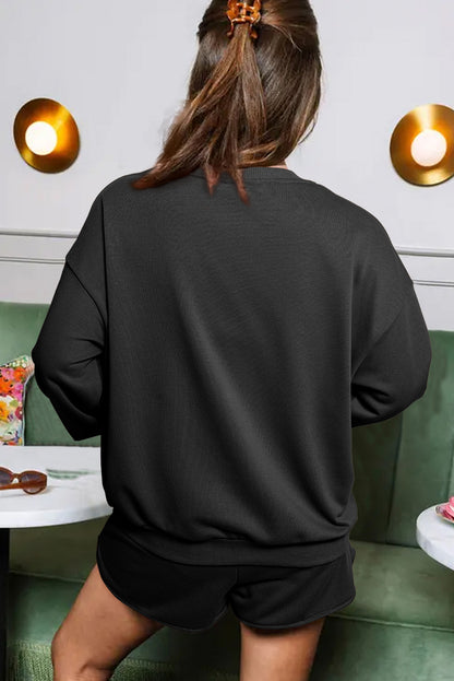 Coffee Time Sequin Two Piece Set Black