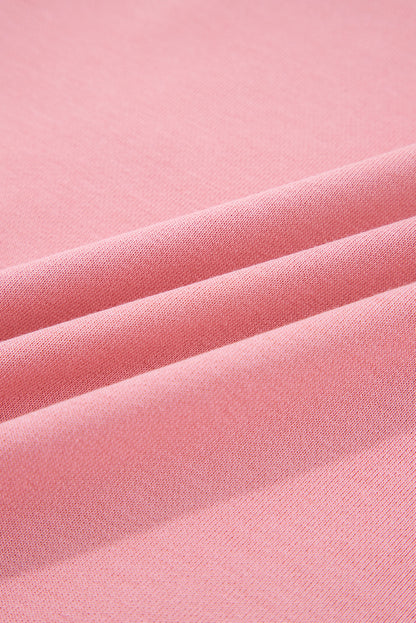 Peach Blossom Floral Applique Baggy Pullover Sweatshirt