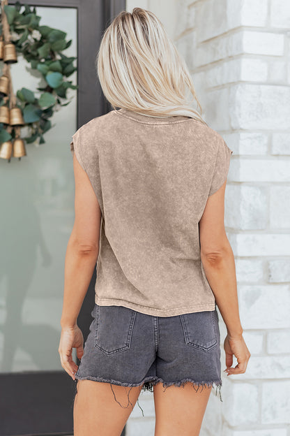 Smoke Gray Cowboy & Beer Western Graphic Mineral Wash Tank Top