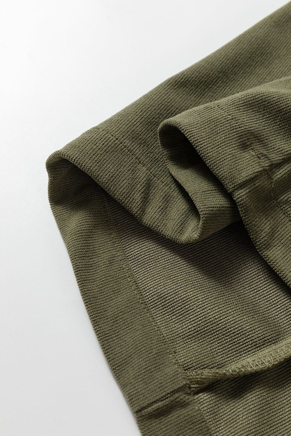 Vineyard Green Corduroy Half Button Collared Long Sleeve Mini Dress