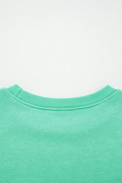 Aruba Blue Cute Halloween Ghost Embroidered Casual Sweatshirt