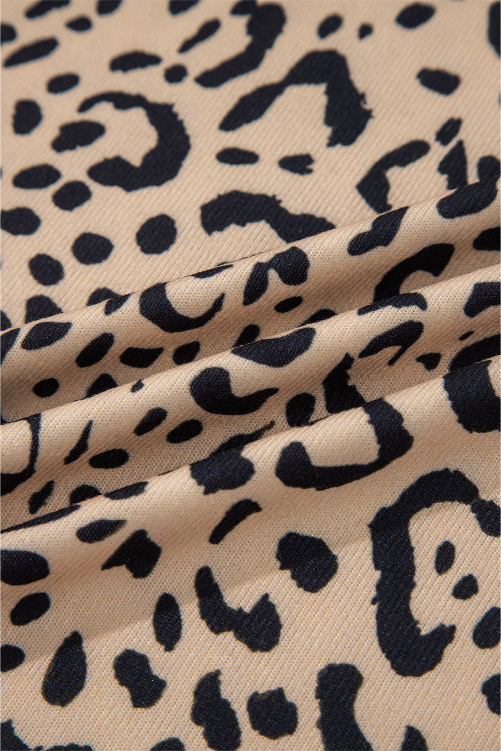 Khaki Leopard Print Long Batwing Sleeve Loose Top