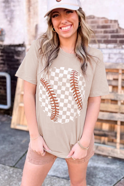 Checkered Baseball Graphic Tee nude