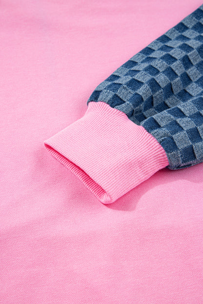 Bonbon Checkered Half Zipper Hoodie