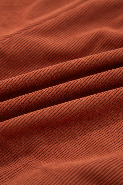 Clay Button Decor Scalloped Edge High Waist Corduroy Shorts