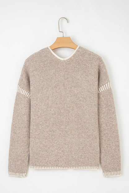 Pale Khaki Tied Front Drop Shoulder Chunky Casual Cardigan