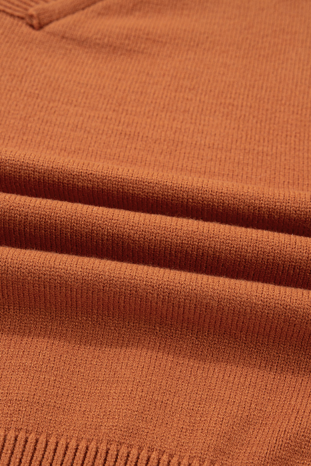 Desert Gold Colorblock Raw Edge Bubble Sleeve V Neck Sweater