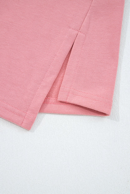 Peach Blossom Floral Applique Baggy Pullover Sweatshirt