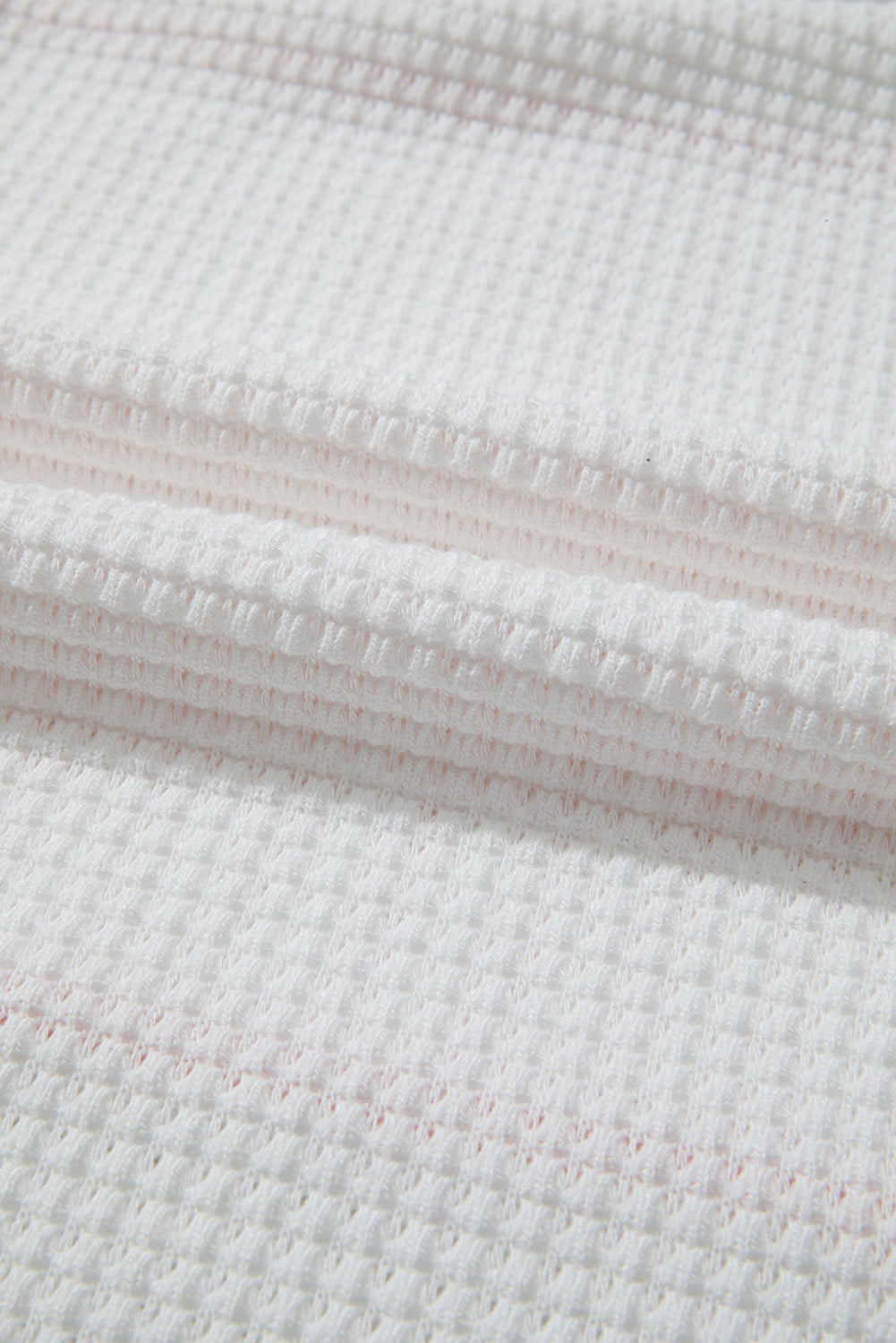 Pink Stripe Leopard Patchwork Waffle Knit Buttoned Plus Size Hoodie