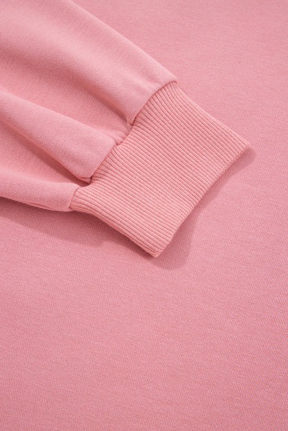 Peach Blossom Floral Applique Baggy Pullover Sweatshirt