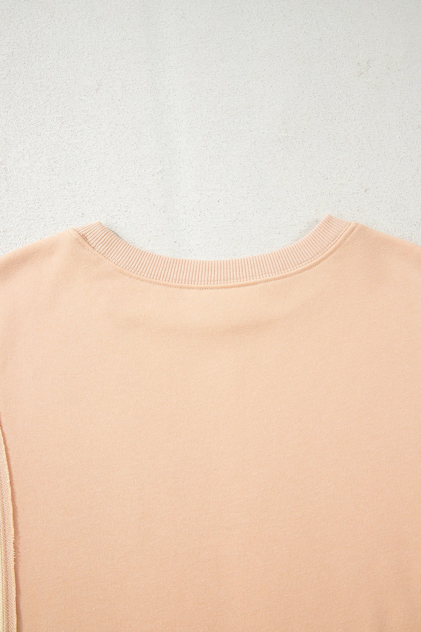 Beige Color Block Patchwork Split Hem Casual Sweatshirt