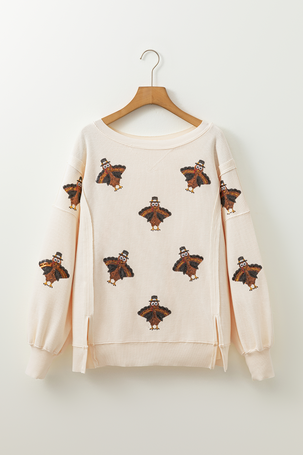 White Turkey Waffle Oversized Knit Top